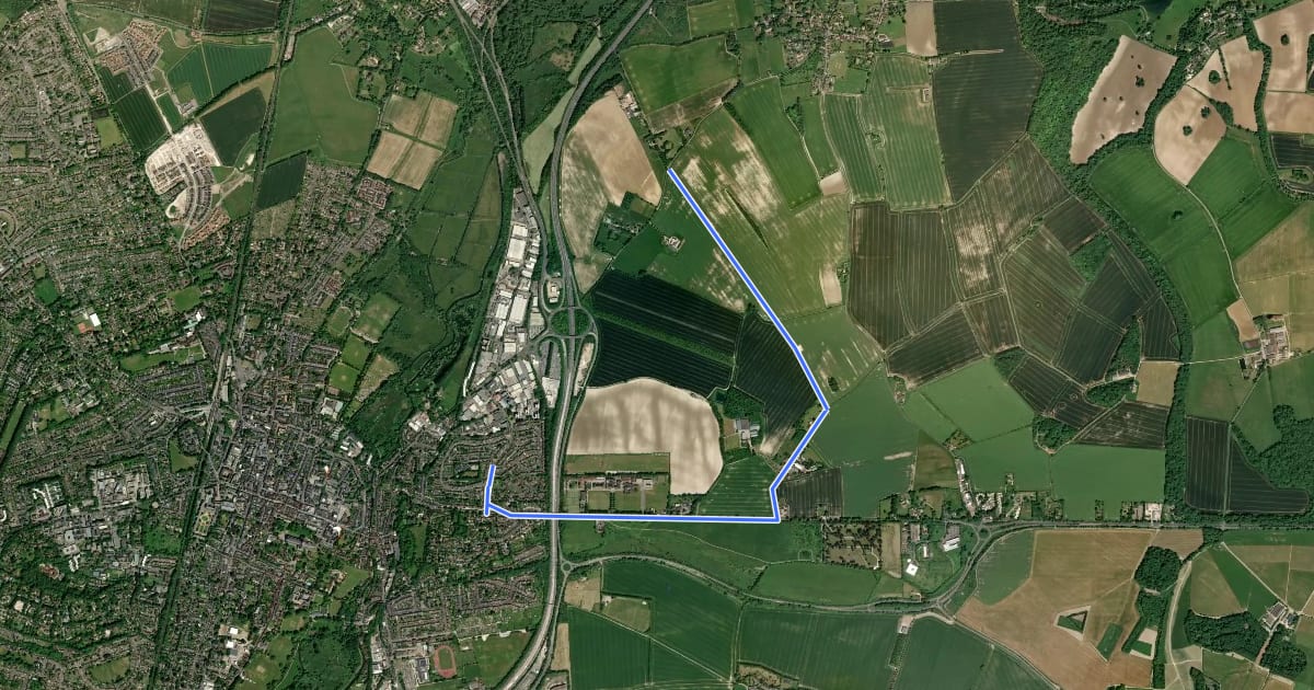 Маршрут NCN23 temporary diversion route на спутниковом снимке