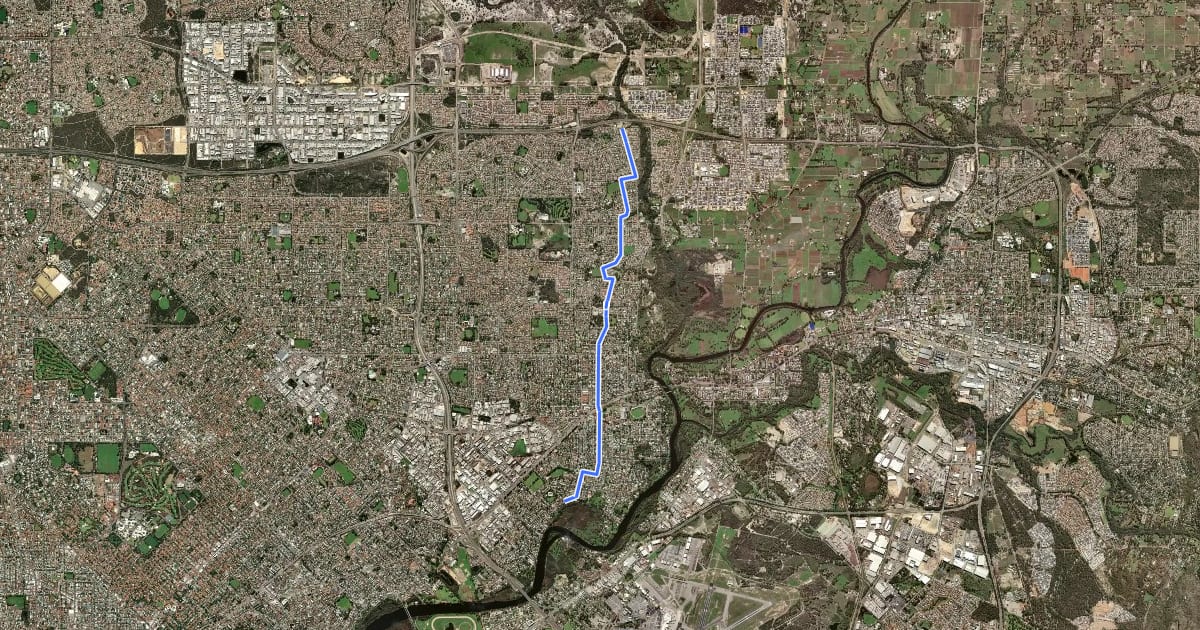 Маршрут NE14 на спутниковом снимке