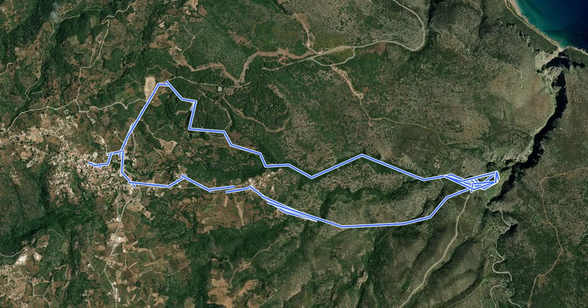 Маршрут NEA M31 Potamos-Paliochora-Potamos на спутниковом снимке