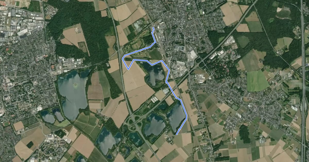 Маршрут Neanderlandsteig Zuweg Bahnhof Langenfeld на спутниковом снимке