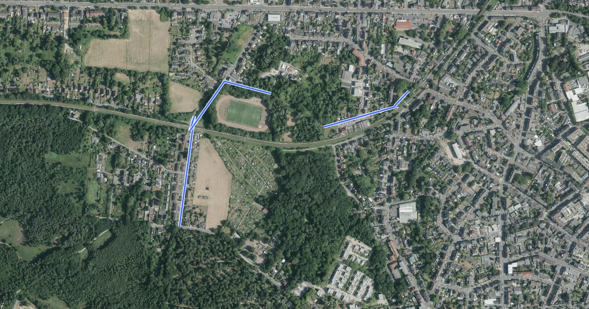 Маршрут Neanderlandsteig Zuweg Bahnhof Vogelpark на спутниковом снимке
