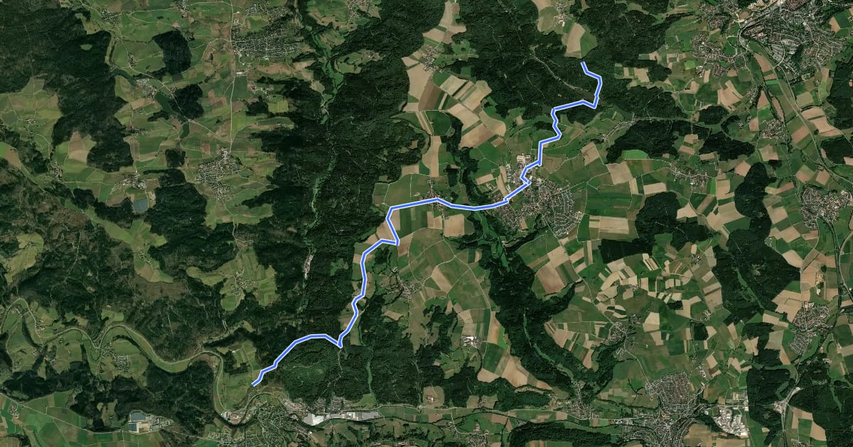 Маршрут Nebenlinie des SAV (rotes Plus): Abtsgmünd - Neuler - Sägweiher на спутниковом снимке