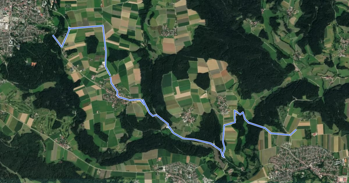 Маршрут Nebenlinie des SAV (rotes Plus) Welzheim - Rienharz - Alfdorf на спутниковом снимке