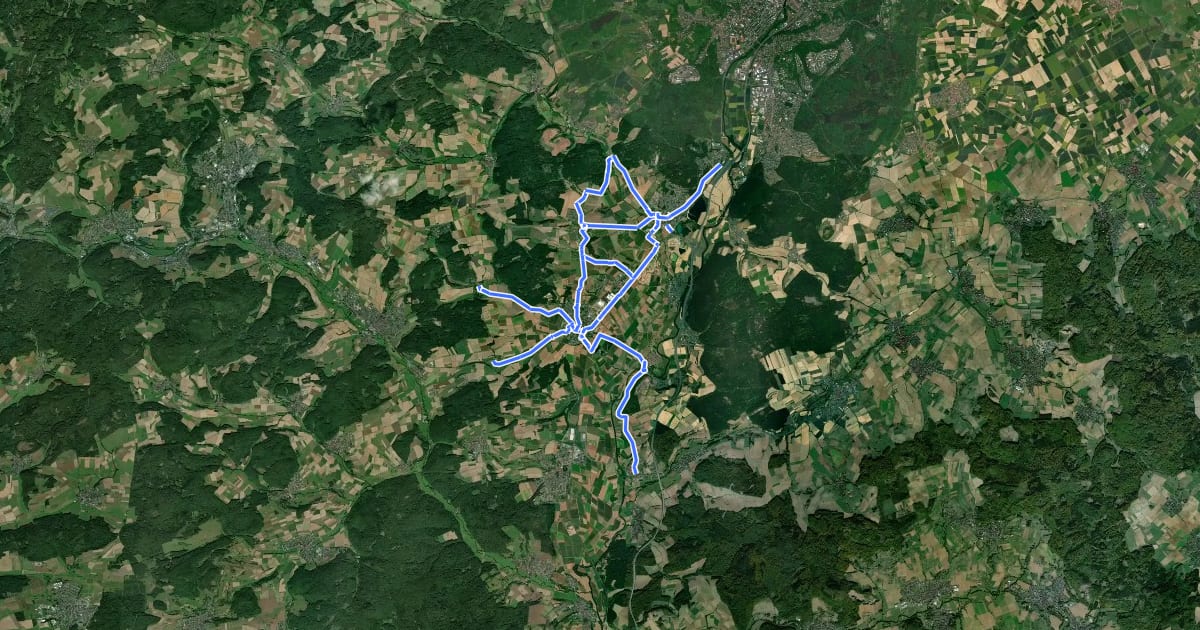 Маршрут Nebenstrecke MR/BI (Gemeinde Weimar (Lahn)) на спутниковом снимке