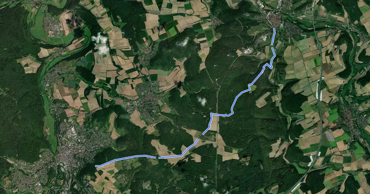 Маршрут Nebenwanderweg Bad Kissingen > Münnerstadt на спутниковом снимке
