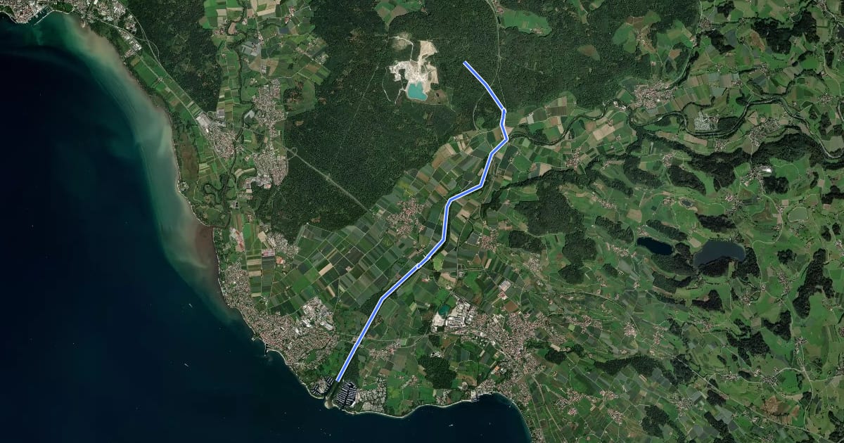 Маршрут Nebenweg des Schwäbischen Albvereins (blauer Balken) на спутниковом снимке