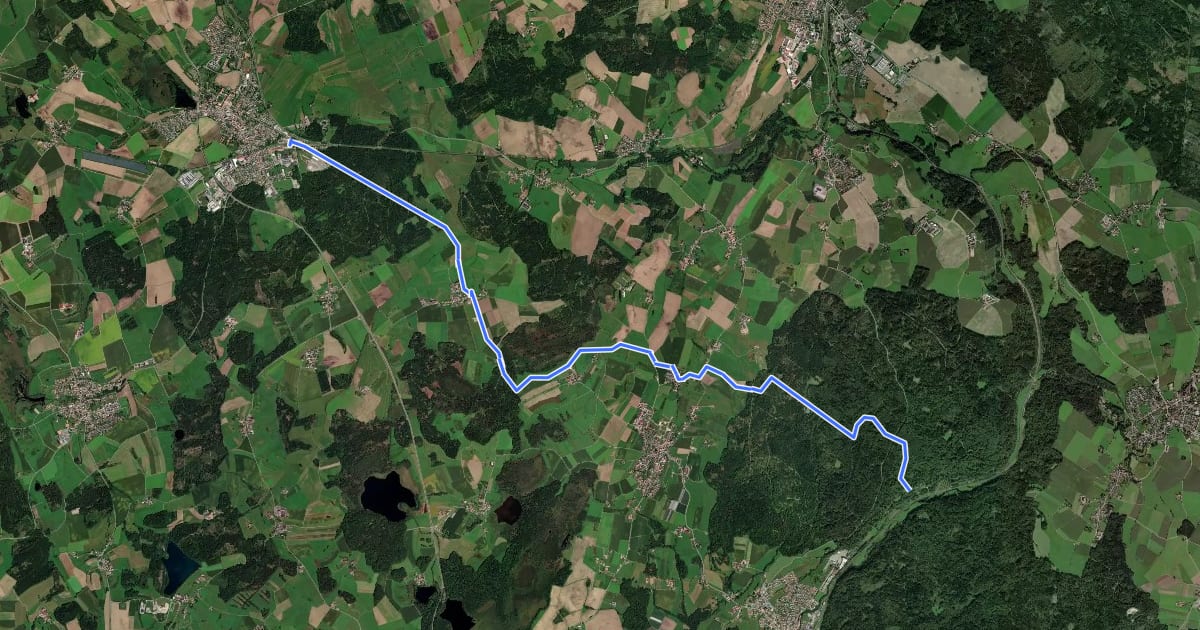 Маршрут Nebenweg des Schwäbischen Albvereins (blauer Balken) на спутниковом снимке