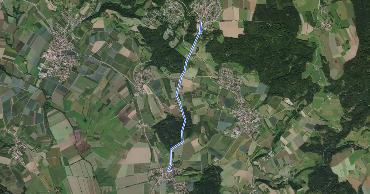 Маршрут Nebenweg des Schwäbischen Albvereins (blauer Balken) на спутниковом снимке