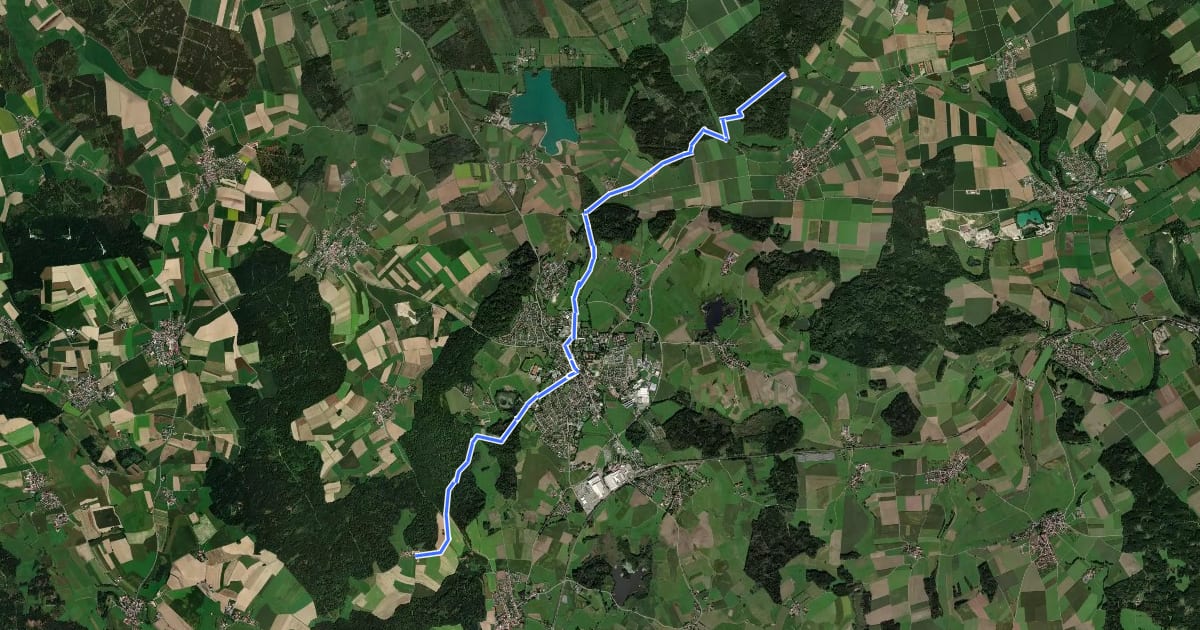 Маршрут Nebenweg des Schwäbischen Albvereins (blaues Kreuz) на спутниковом снимке