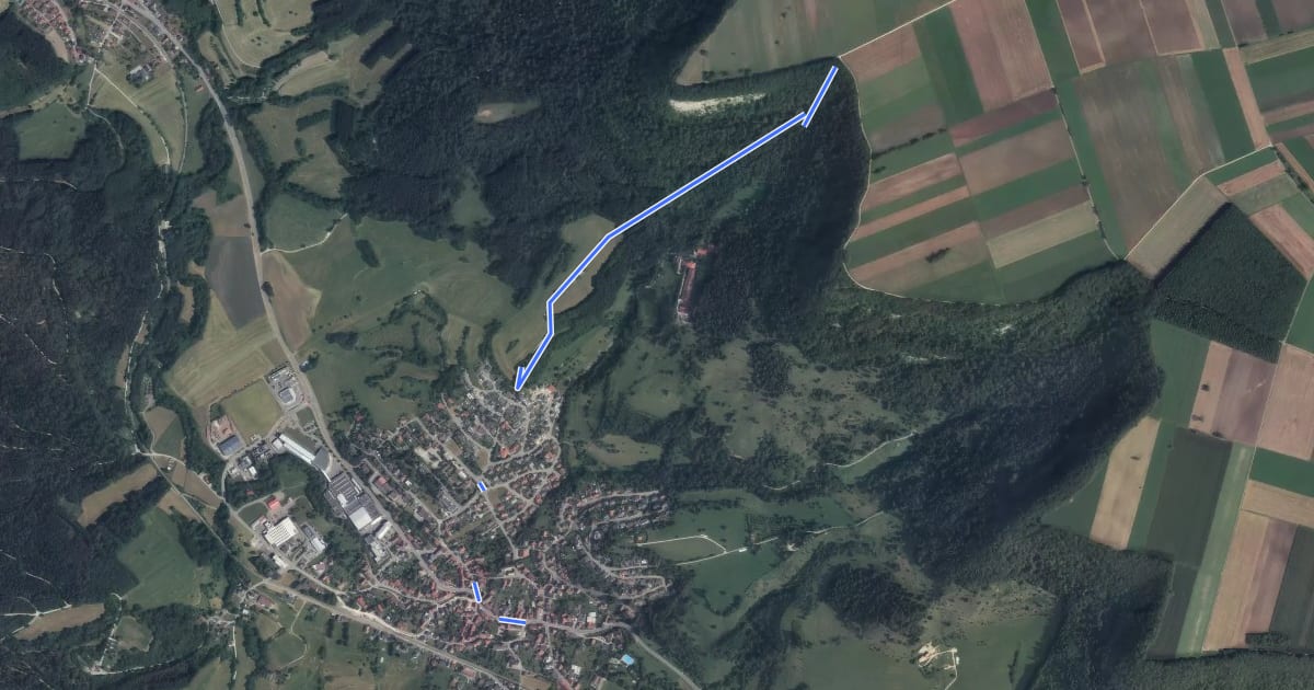 Маршрут Nebenweg - Geißackereck - Jungingen - HW1 на спутниковом снимке