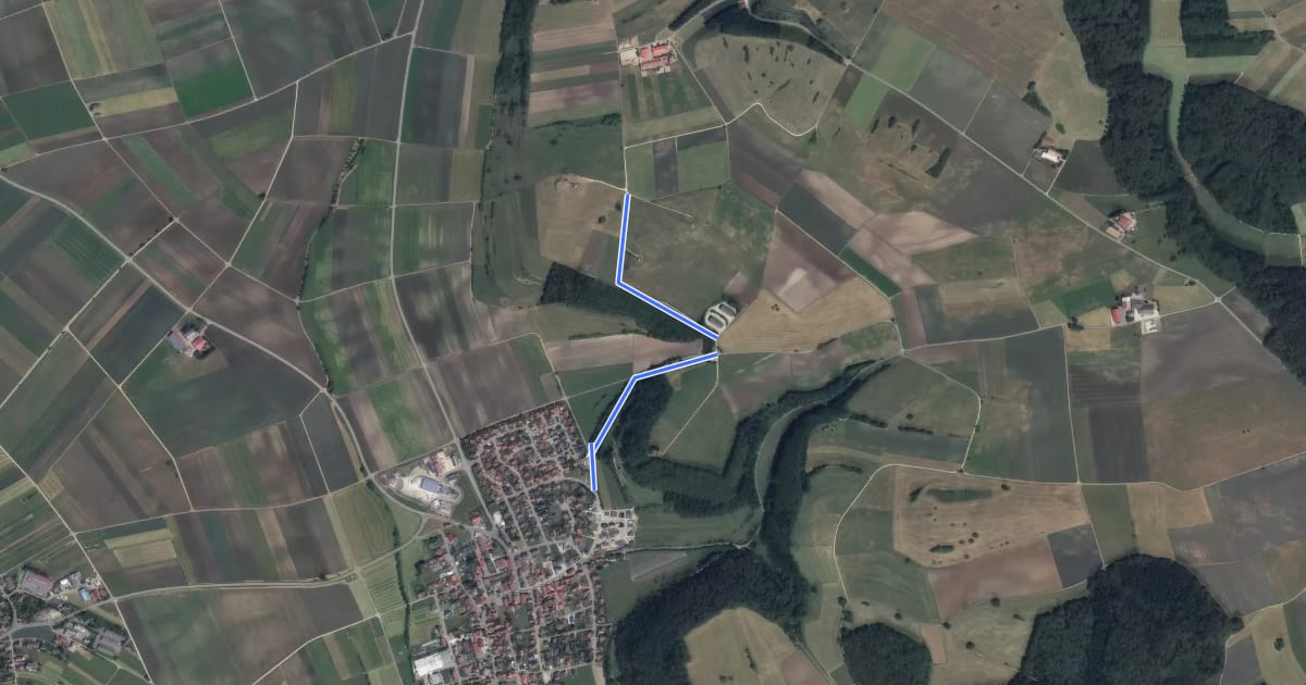 Маршрут Nebenweg - Melchingen - Himmelberg на спутниковом снимке