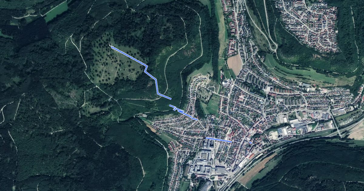 Маршрут Nebenweg Oberkochen - Volkmarsberg на спутниковом снимке