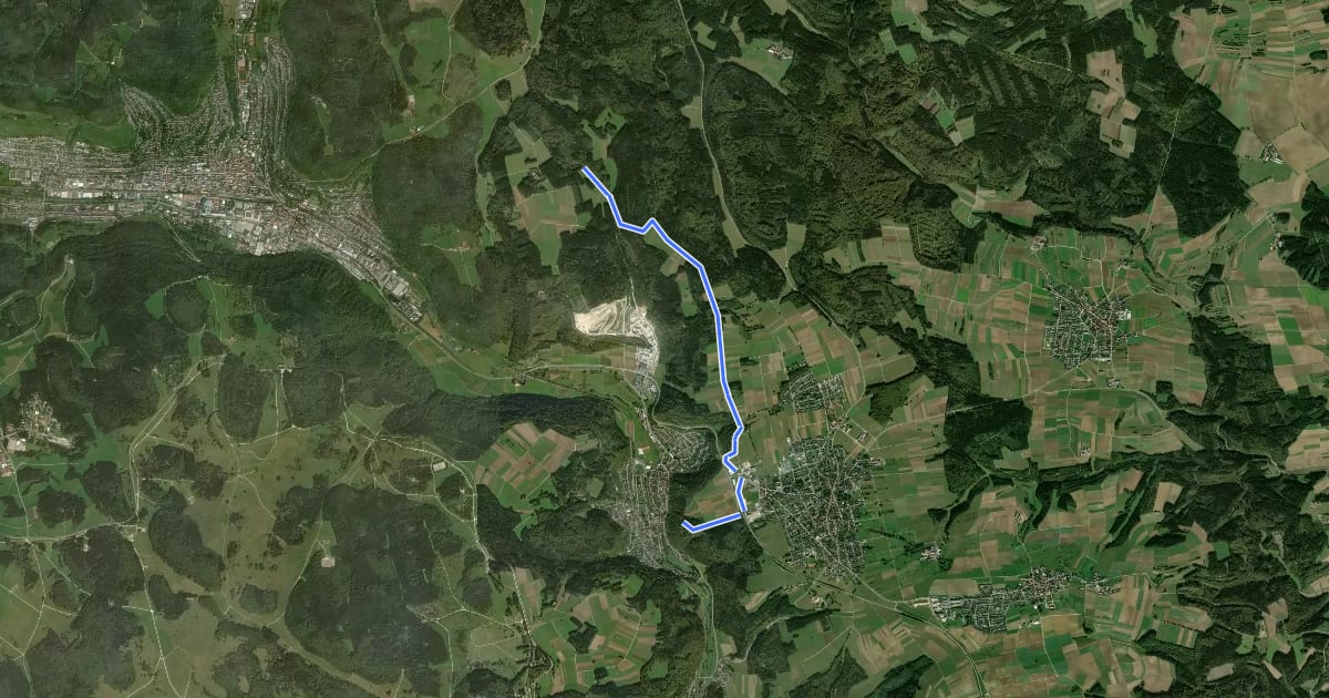 Маршрут Nebenweg - Winterlingen - Weg Nr. 5 - Abzweigung von Weg Fohlenweide Bitz - Langer Wald - Stangenfelsen на спутниковом снимке