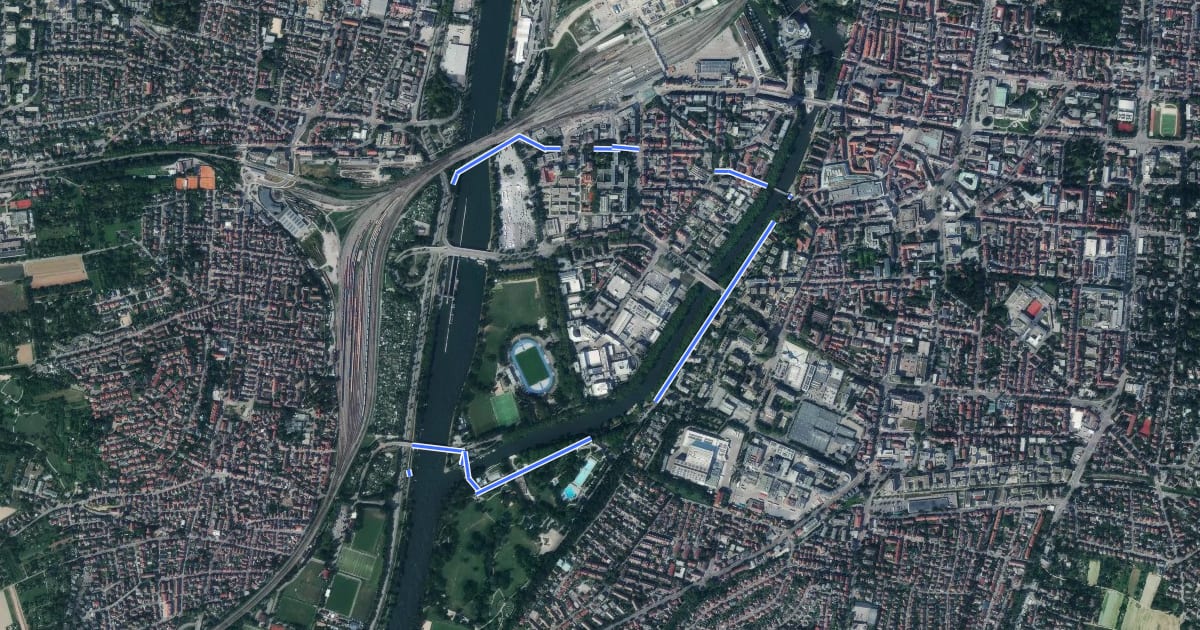 Маршрут Neckartal-Radweg City-Route Heilbronn на спутниковом снимке