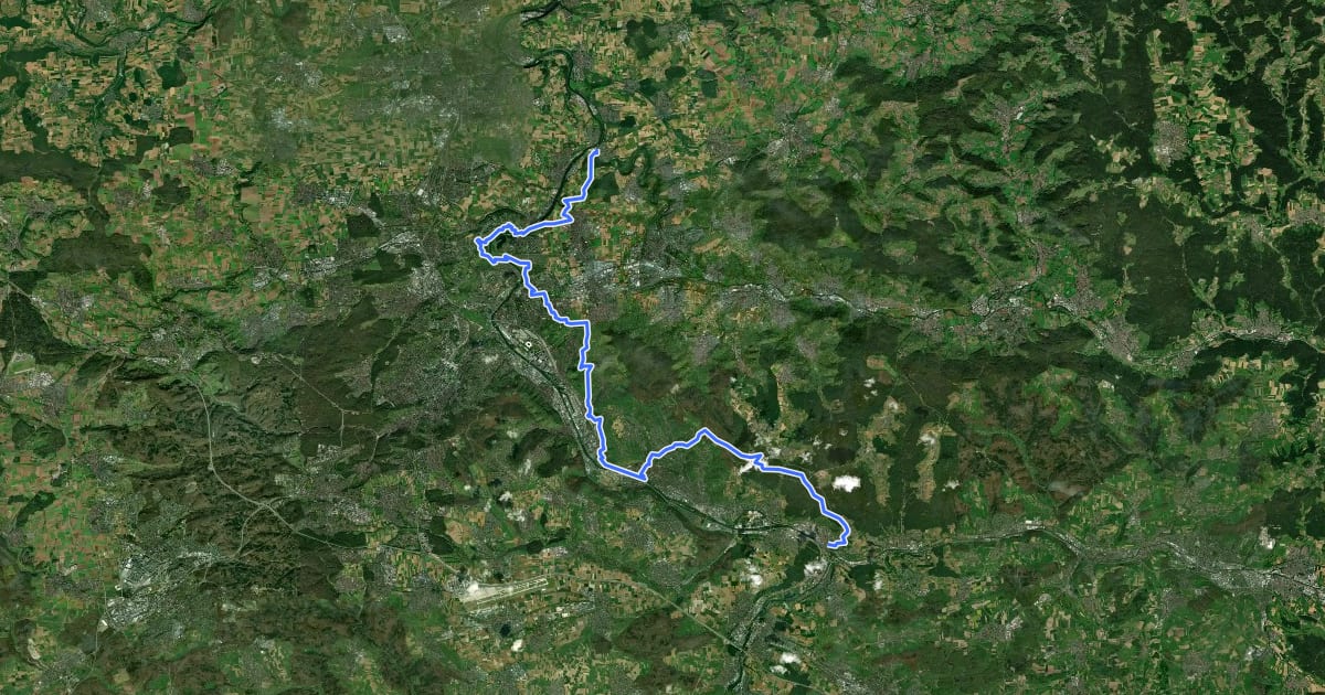 Маршрут Neckarweg Abschnitt 4: Plochingen - Neckarrems на спутниковом снимке