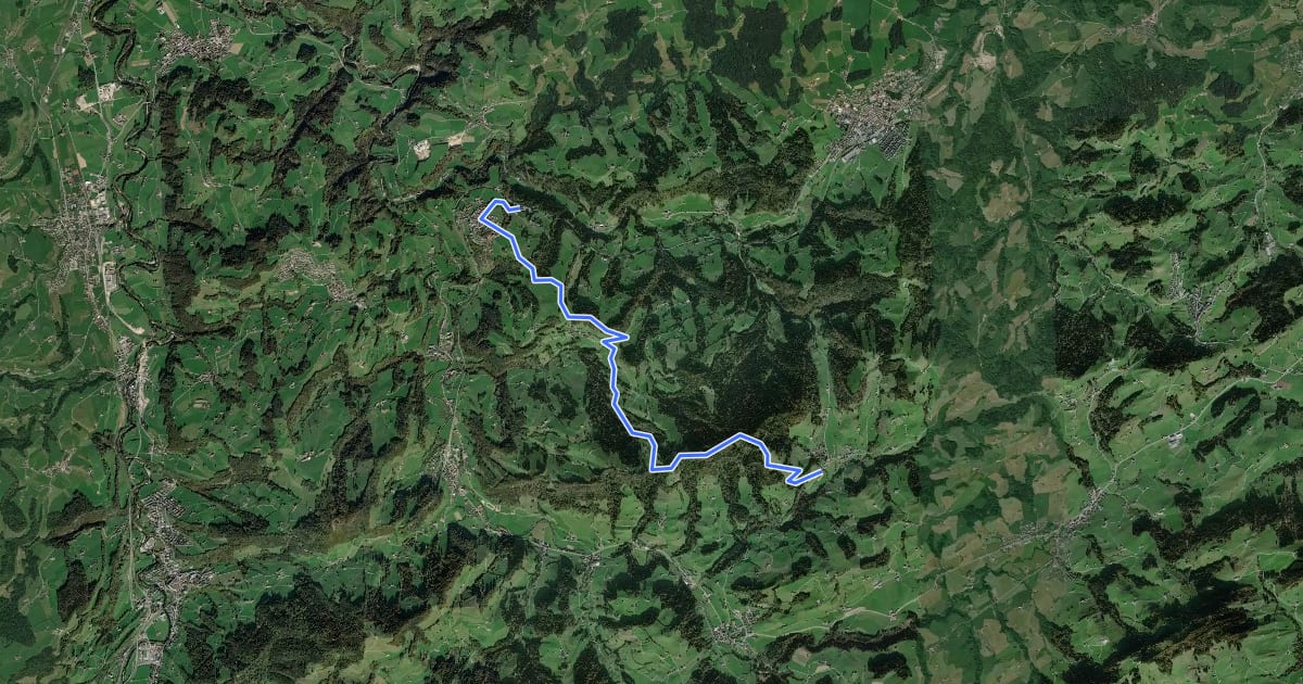 Маршрут Neckiweg: Abschnitt Mogelsberg - Dicken на спутниковом снимке