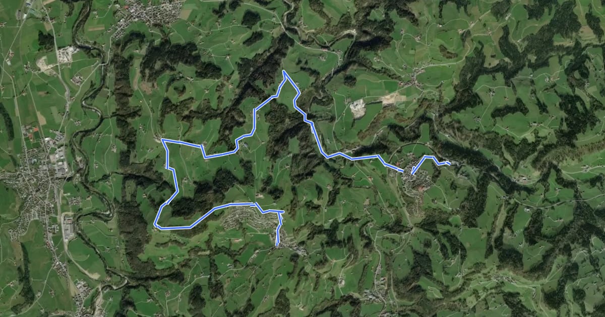 Маршрут Neckiweg: Abschnitt Oberhelfenschwil - Mogelsberg на спутниковом снимке