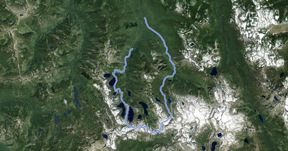 Маршрут Necklace Valley Foss Lakes Loop на спутниковом снимке