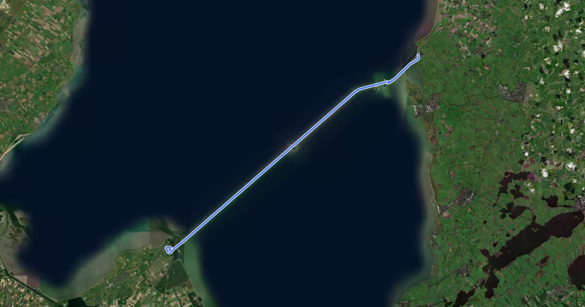 Маршрут Nederlands Kustpad Afsluitdijk met Bus transfer Oost-West на спутниковом снимке