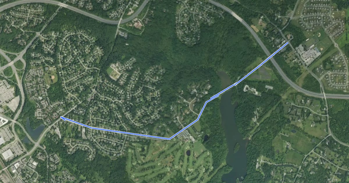 Маршрут Needwood Road Multiuse Trail на спутниковом снимке