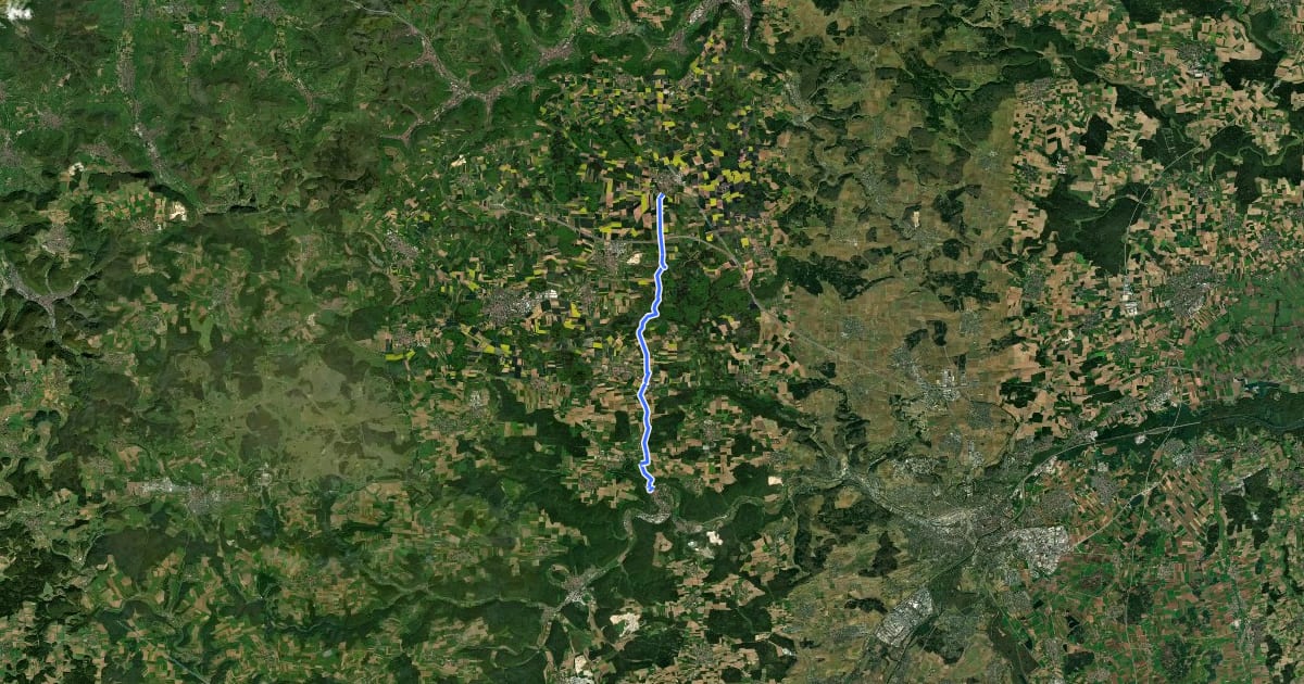 Маршрут Nellingen - Blaubeuren на спутниковом снимке