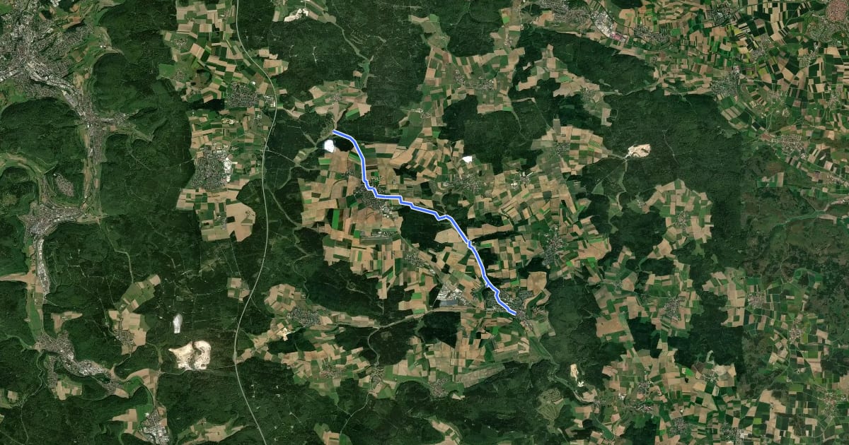 Маршрут Neresheim - Dossinger Tal - Elchingen - NSG Dellenhäule на спутниковом снимке