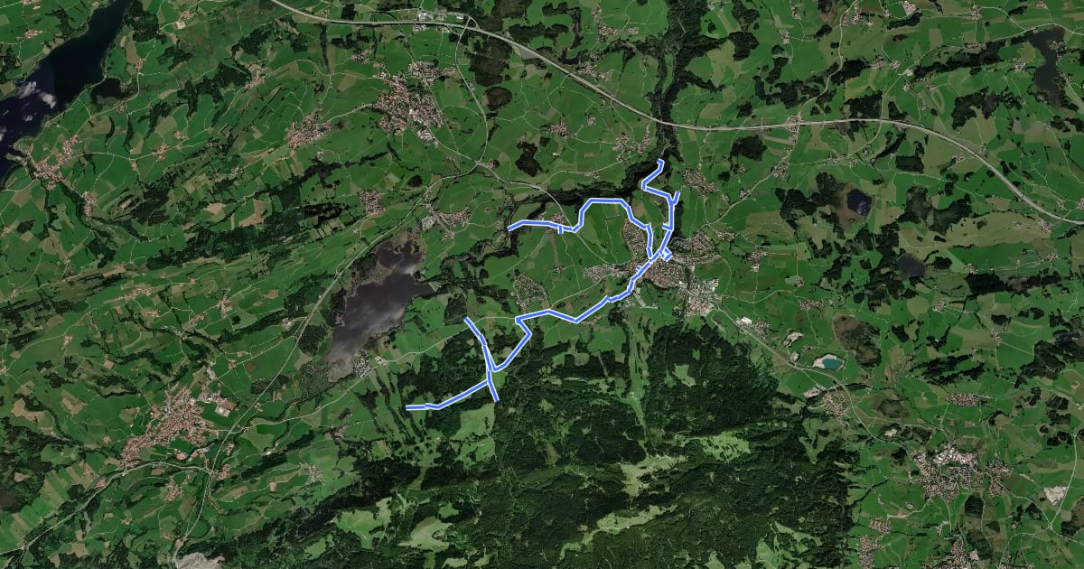 Маршрут Nesselwang - lokale beschilderte Wanderwege на спутниковом снимке