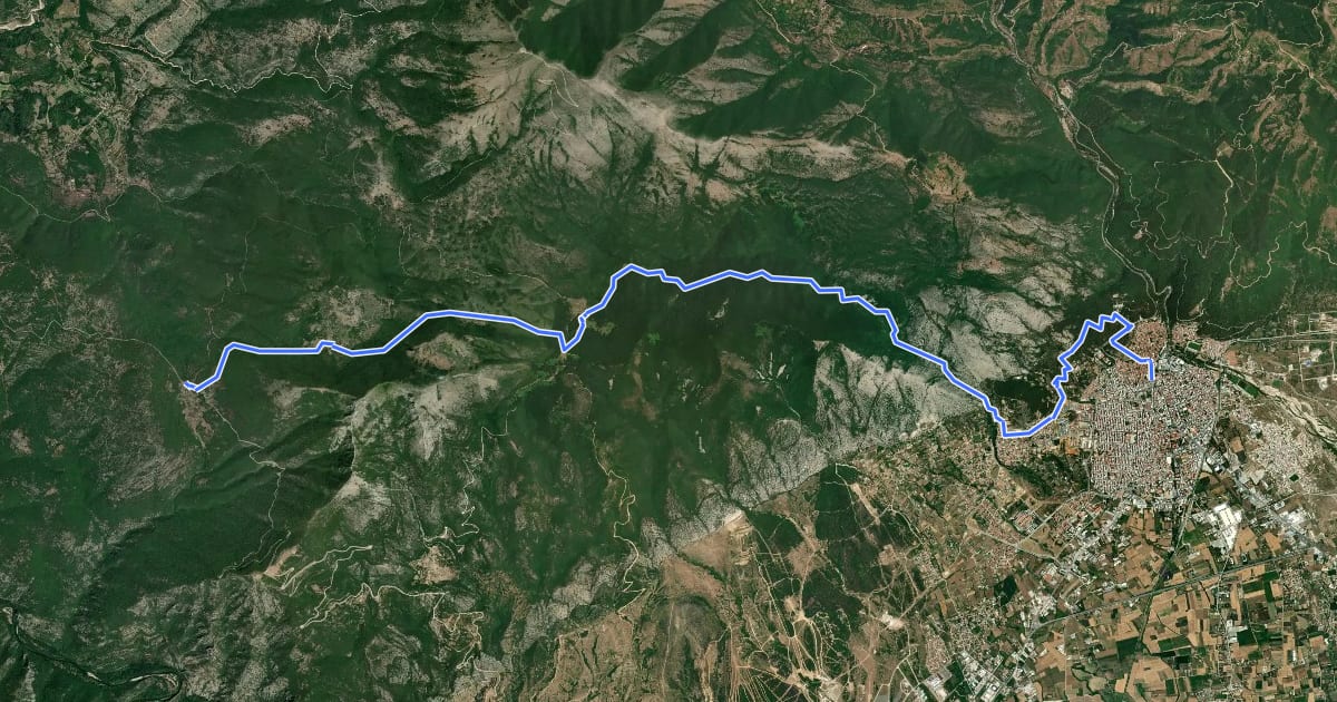 Маршрут Nestos-Rodopi Trail: Ξάνθη – Κρωμνικό на спутниковом снимке