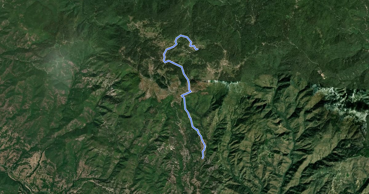 Маршрут Nestos-Rodopi Trail: Κάτω Καρυόφυτο – Λειβαδίτης на спутниковом снимке