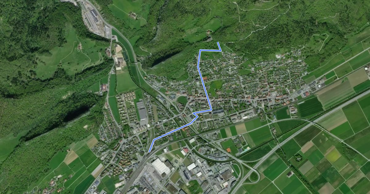 Маршрут Neu Bechburg - Oensingen на спутниковом снимке