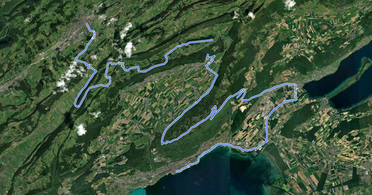 Маршрут Neuchâtel Bike на спутниковом снимке