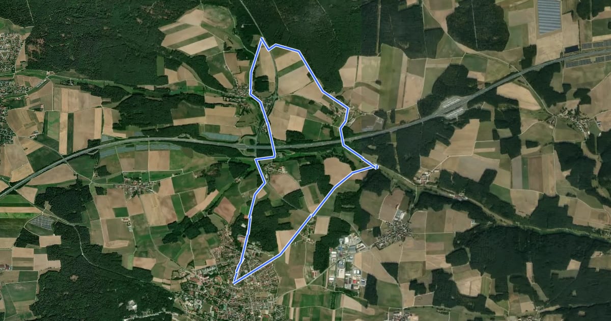 Маршрут Neuendettelsauer Wanderweg Nr. 1 на спутниковом снимке