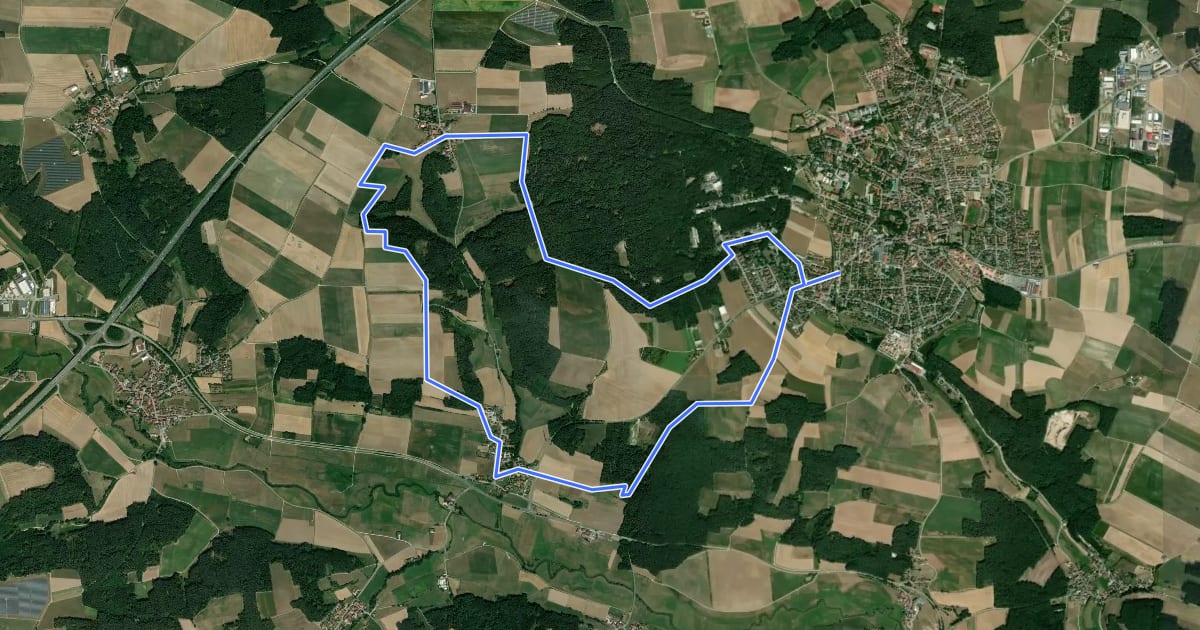 Маршрут Neuendettelsauer Wanderweg Nr. 7 на спутниковом снимке