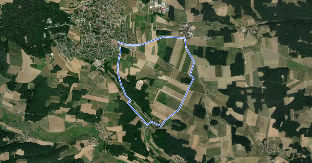 Маршрут Neuendettelsauer Wanderweg Nr. 8 на спутниковом снимке