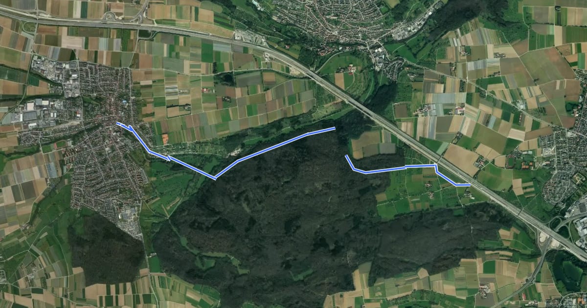 Маршрут Neuhausen - Köngen (Seehof) на спутниковом снимке