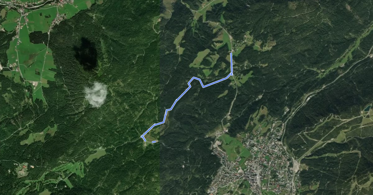 Маршрут Neuleutasch - Wildmoos на спутниковом снимке