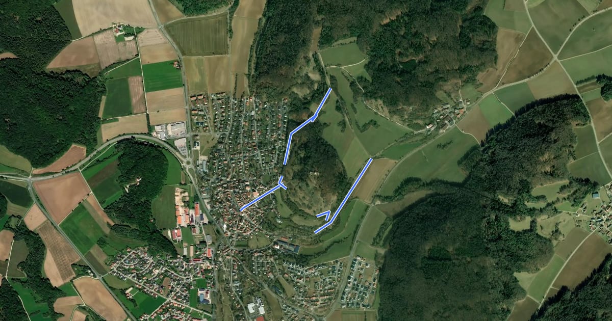 Маршрут Neumarkter Burgensteig-Runde Velburg (3) на спутниковом снимке