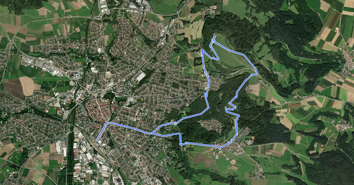 Маршрут Neumarkter Burgensteig-Runde Wolfstein (1) на спутниковом снимке