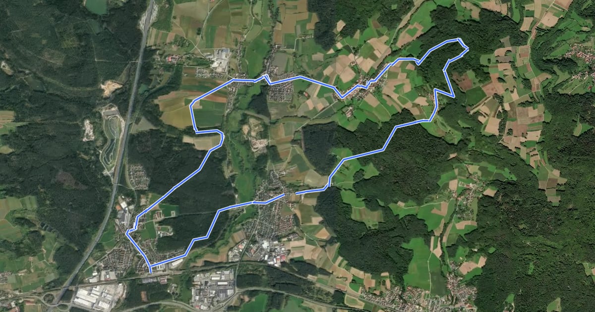 Маршрут Neunkirchen am Sand Rundwanderweg Blau 1 на спутниковом снимке