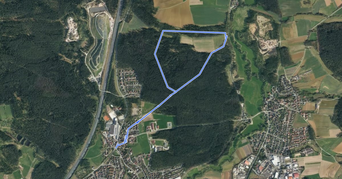 Маршрут Neunkirchen am Sand Rundwanderweg Blau 3 на спутниковом снимке