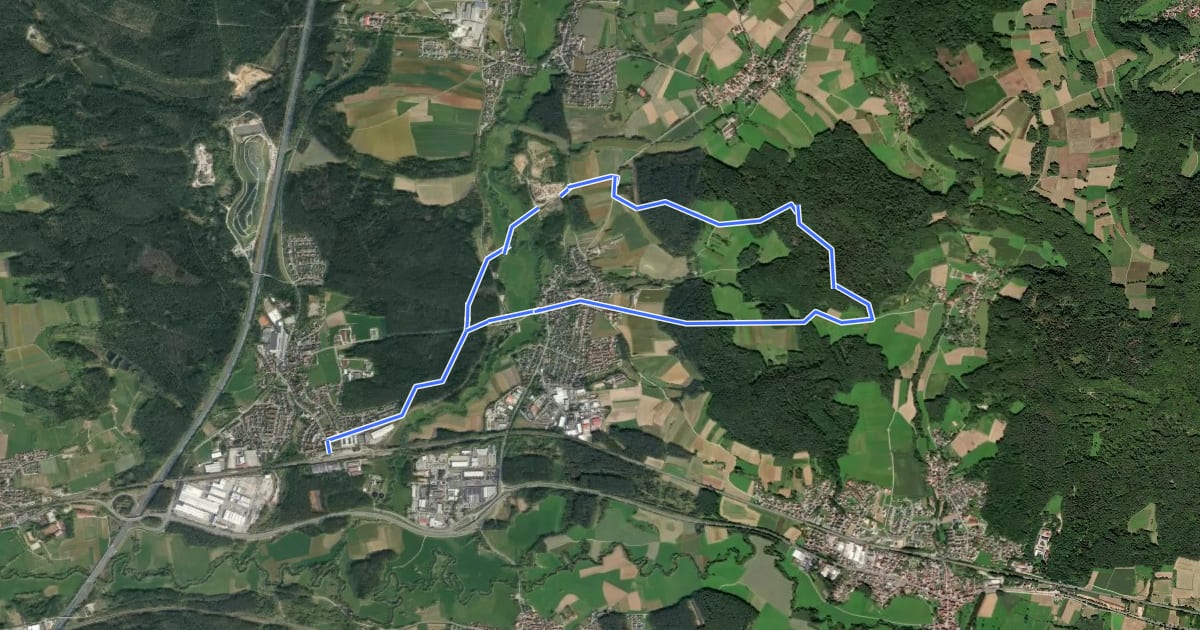 Маршрут Neunkirchen am Sand Rundwanderweg Grün 3 на спутниковом снимке