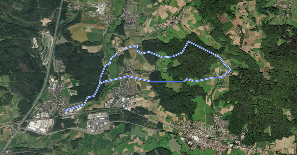 Маршрут Neunkirchen am Sand Rundwanderweg Grün 5 на спутниковом снимке