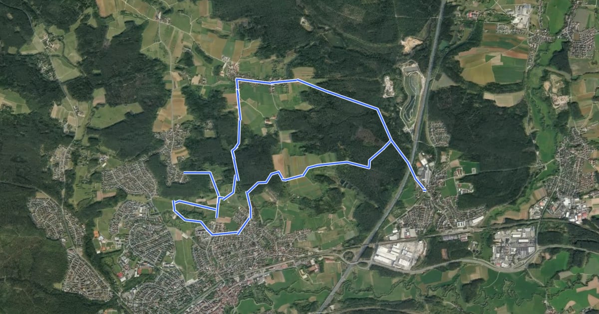 Маршрут Neunkirchen am Sand Rundwanderweg Rot 4 на спутниковом снимке