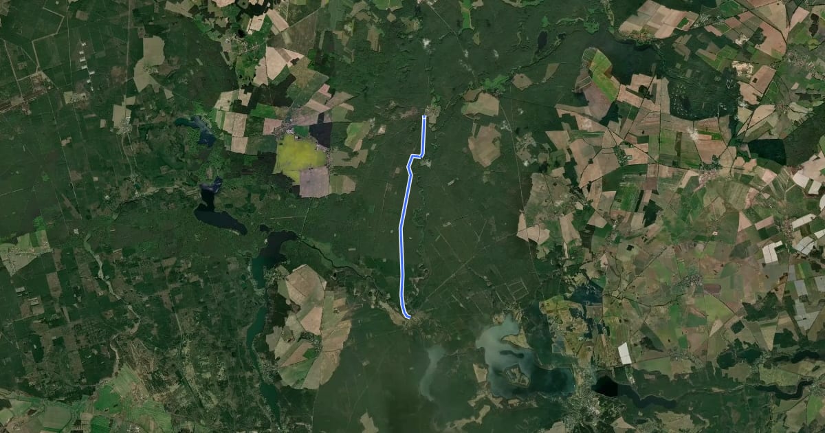 Маршрут Neuruppin (74) - Rheinsberg (82) на спутниковом снимке