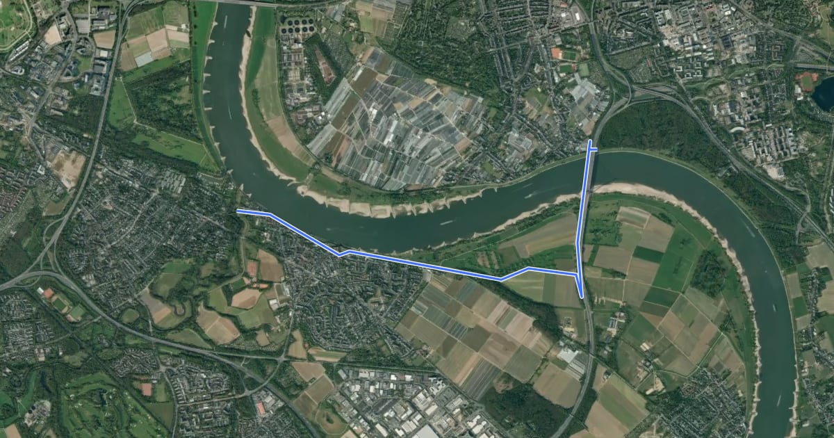 Маршрут Neuss (1) - Düsseldorf (69) на спутниковом снимке