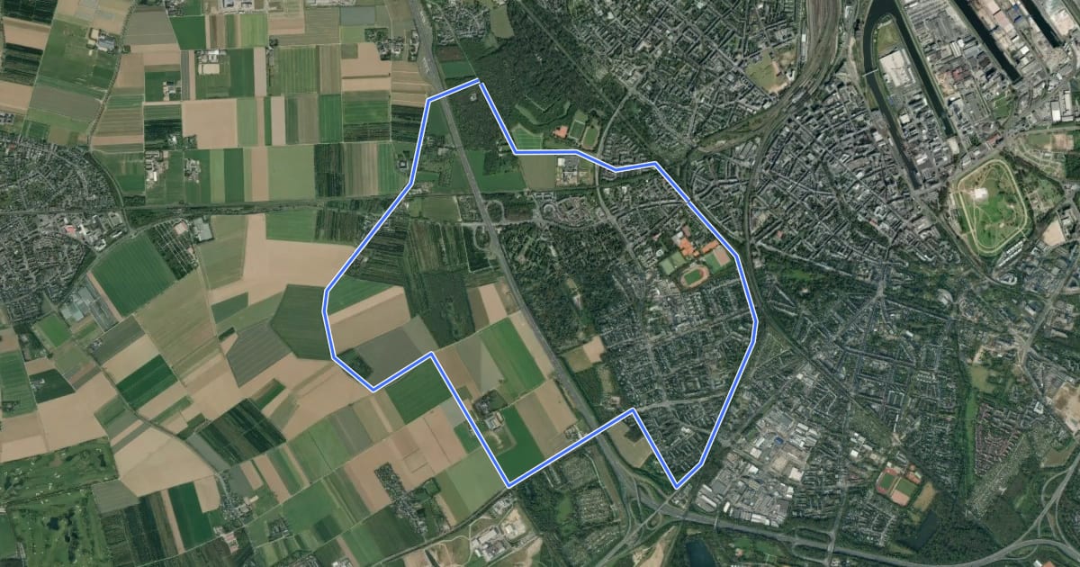 Маршрут Neuss Rundweg A5 на спутниковом снимке