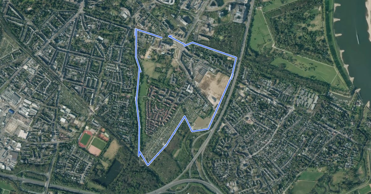 Маршрут Neuss Rundweg A6 на спутниковом снимке