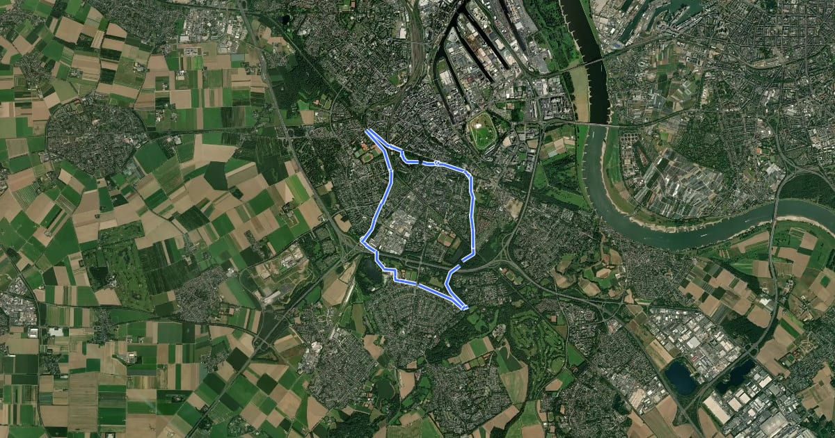 Маршрут Neuss Rundweg A9 на спутниковом снимке