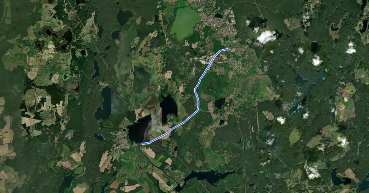 Маршрут Neustrelitz - Wesenberg на спутниковом снимке