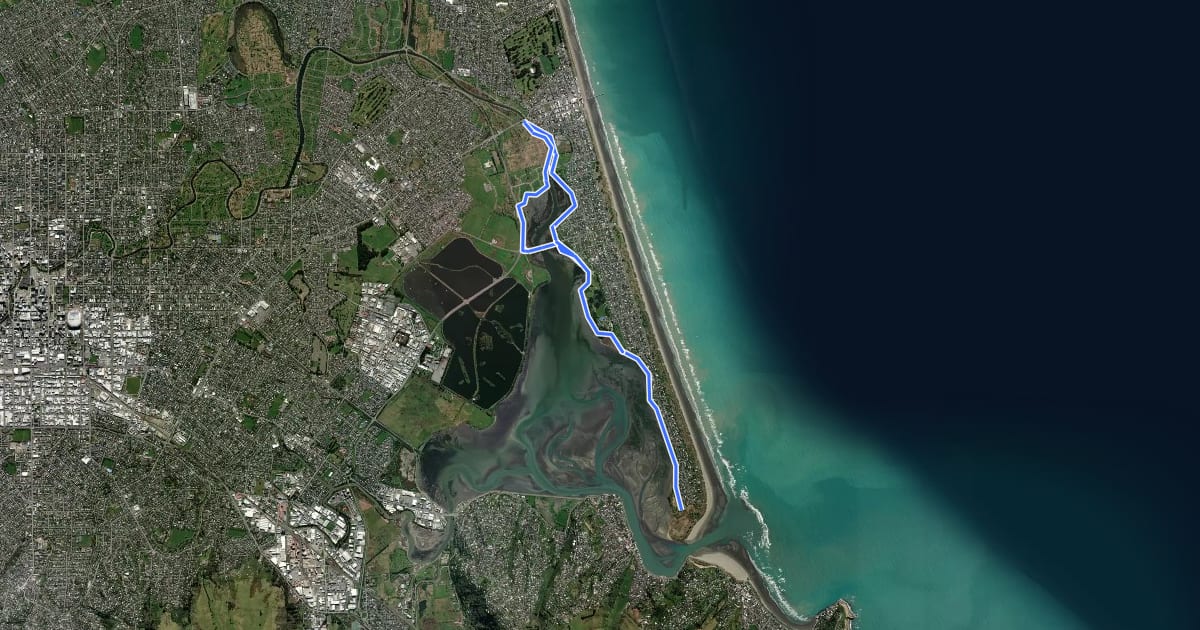 Маршрут New Brighton–Southshore на спутниковом снимке